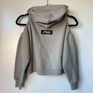 Diesel Off Shoulder Gray Cropped Hoodie Size 8 XS Small Women’s Or Kids STAIN
